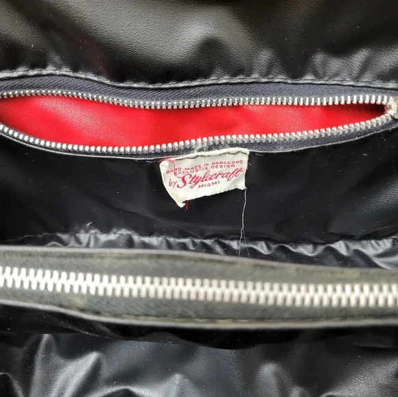 Vintage Stylecraft Black Gold Woven Plastic Handbag MCM - Picture 8 of 12